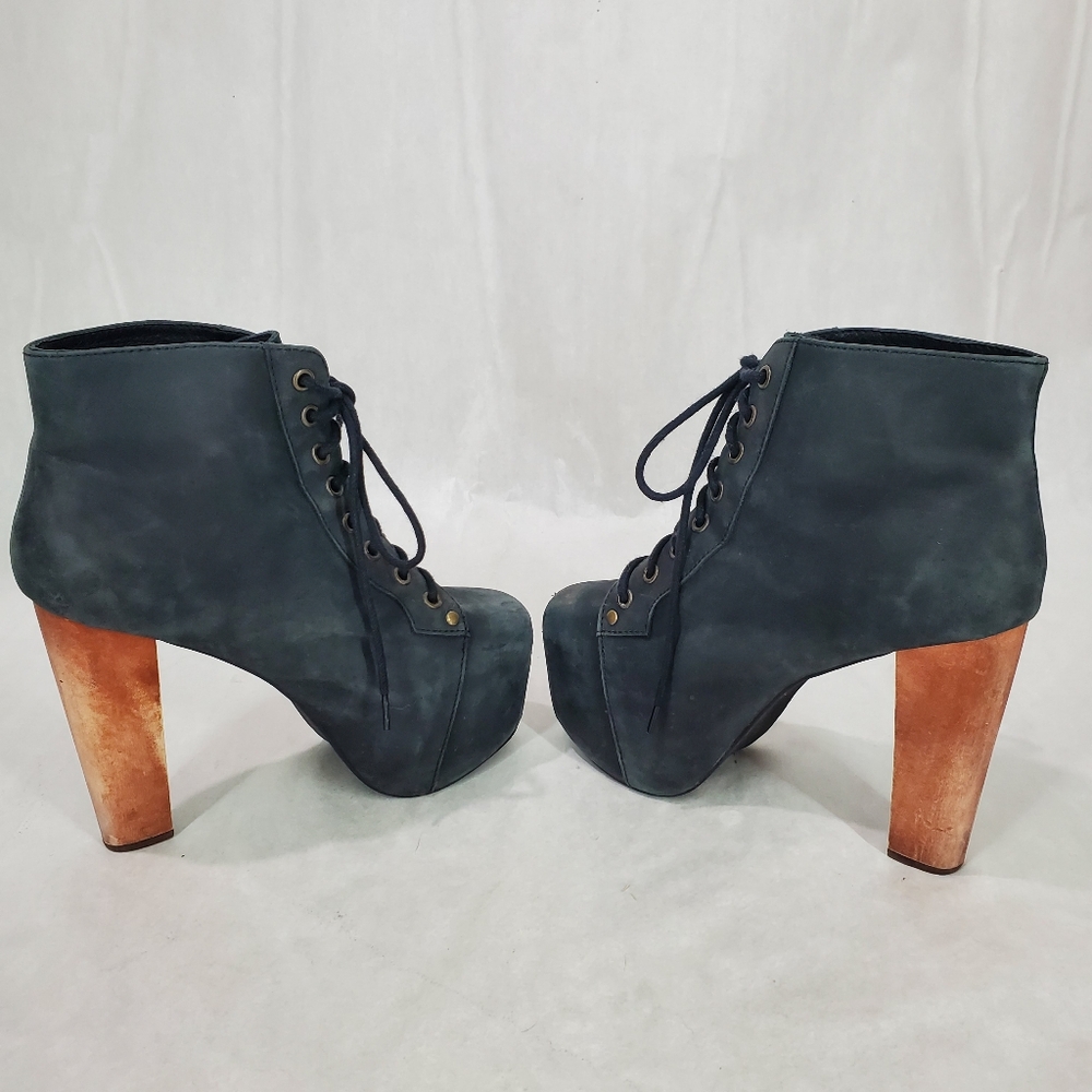 Jeffrey Campbell Lita Platform Boot Size 7.5 Leather Wood Goth Edgy Lady Gaga - Picture 8 of 14